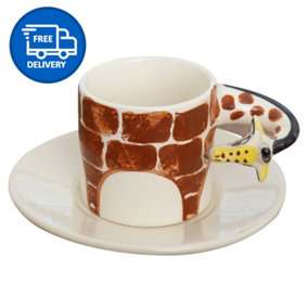 Coffee Tea Cups and Saucers Set Giraffe Mug by Laeto House & Home - INCLUDING FREE DELIVERY