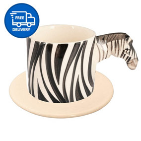 Coffee Tea Cups and Saucers Set Zebra Mug by Laeto House & Home - INCLUDING FREE DELIVERY