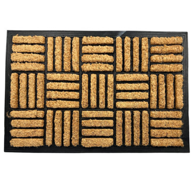 Coir Door Mat - 100% Natural Sustainable Dirt Trapping Heavy Duty Fibres - Non-Slip Rubber Backing - Indoor / Outdoor - 60cm x 40c