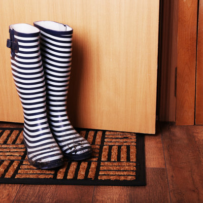Coir Door Mat - 100% Natural Sustainable Dirt Trapping Heavy Duty Fibres - Non-Slip Rubber Backing - Indoor / Outdoor - 60cm x 40c