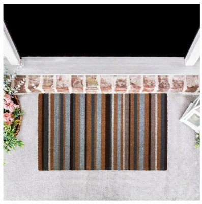 Coir Doormat Gainsborough Grey Stripes 45x75 cm