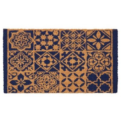 Coir Doormats Tile Design Mats Blue 40X70 cm 140 DIY at B&Q