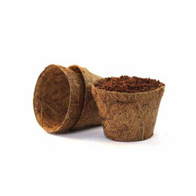 Coir Pots - Pack of 10 - Fibre/Latex - H8 cm