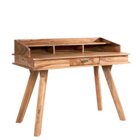 Colatina Solid Wood Drawer And Storage Compartments Writing Desk