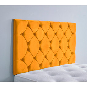 Colchester Plush Velvet 5ft Kingsize 36" Headboard - Turmeric