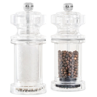 Cole & Mason 605 Clear Acrylic Salt & Pepper Mill Set 144mm
