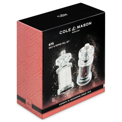 Cole & Mason 675 Clear Acrylic Salt & Pepper Mill Set 118mm