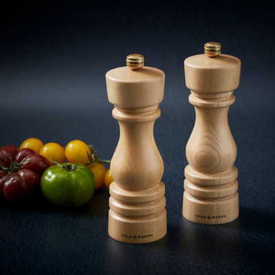 Cole & Mason London Beech Wood Salt & Pepper Mill Set 180mm