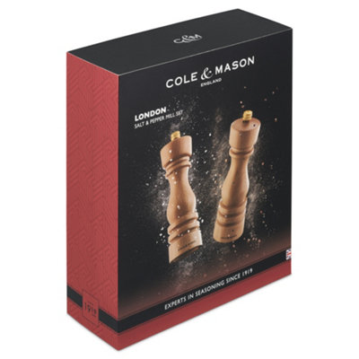 Cole & Mason London Beech Wood Salt & Pepper Mill Set 180mm