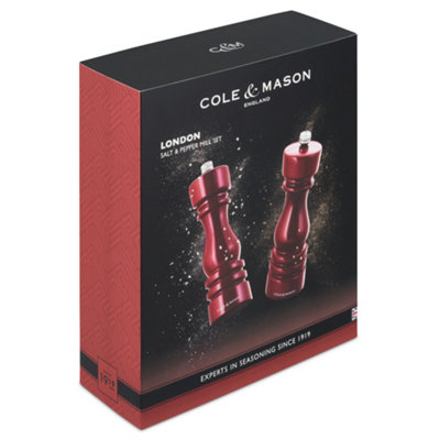 Cole & Mason London Red Gloss Salt & Pepper Mill Set 180mm
