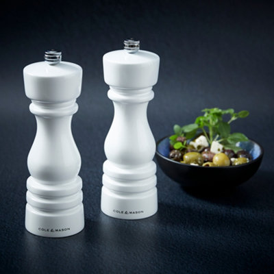 Cole & Mason London White Gloss Salt & Pepper Mill Set 180mm