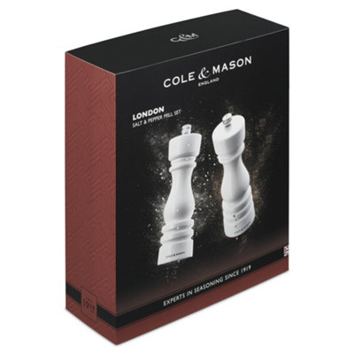 Cole & Mason London White Gloss Salt & Pepper Mill Set 180mm