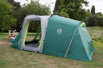fritz berger zelte Lagoon Familienzelt 4 Personen | Geräumiges Campingzelt mit 2 Eingängen & Sonnendach | Tunnelzelt wasserdicht mit Moskitonetz & festem Boden SIze:12.7' W X 7.7' L X 7' H - Gray Green Roof Top Tent Tarp Light Tents For
