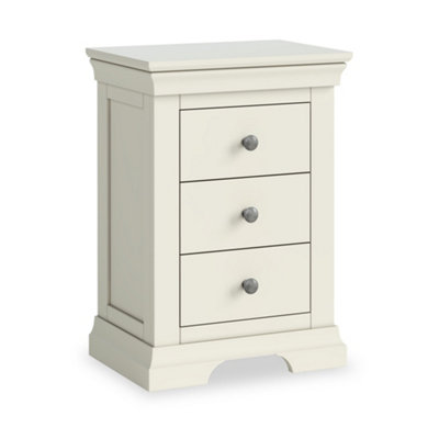 Colette Cream 3 Drawer Bedside Table - Fully Assembled by Roseland Furniture