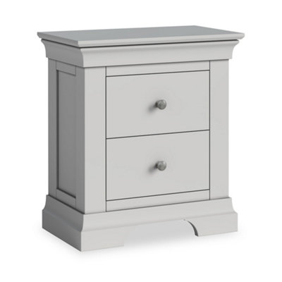 Colette Grey 2 Drawer Bedside Table - Fully Assembled by Roseland Furniture