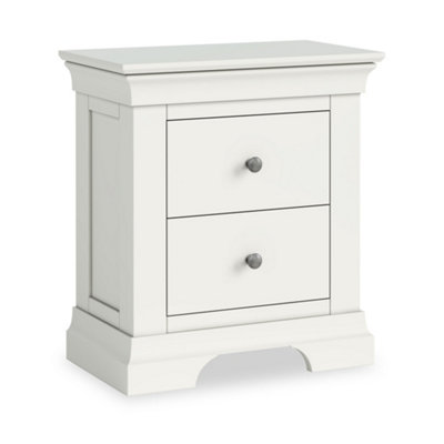 Colette White 2 Drawer Bedside Table Fully Assembled - By Roseland Furniture