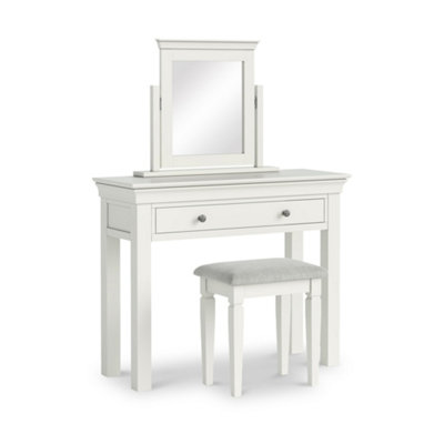 Colette White Dressing Table Set with Swivel Mirror & Stool - By Roseland Furniture