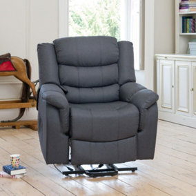 Colfax 94cm Wide Dark Grey Fabric Upholstery Electric Power Lift-Assist Mobility Aid Riser Recliner with Massage and Heat