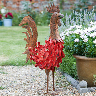 Colin Cockerel Metal Garden Ornament Hand Crafted Freestanding