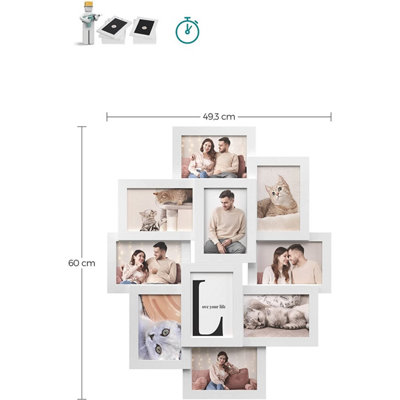 Collage Picture Frames White Wall Mounted Collage Multiple Photos Frame - 7