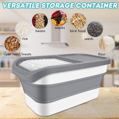 Collapsible Airtight Pet Food Storage Container 15 Lbs with Measuring ...
