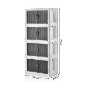 Collapsible Closet Organizers with Wheels and Door Stackable Plastic Foldable Storage Boxes Removable Easy Assemble Storage Shelf