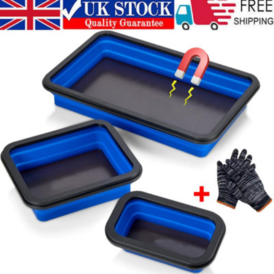 Collapsible Magnetic Parts Tray 3pcs Heavy Duty Magnet Tool Organizer Holder Set
