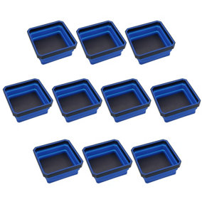 Collapsible Magnetic Parts Tray Dish Storage Bowl Holder Oil Resistant Plastic 10pc