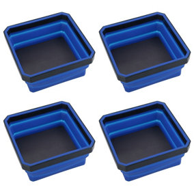 Collapsible Magnetic Parts Tray Dish Storage Bowl Holder Oil Resistant Plastic 4pc