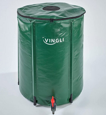 Collapsible Rain Barrel - 50 Gallon Eco Friendly Foldable Water Butt with Overflow Pipe, Leaf Guard, Tap & Valve - H68cm x 58cm