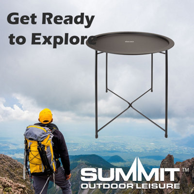 Collapsible Table / Tray - Round Side Table Strong Frame  Black 46x52cm