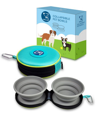 Collapsible Twin Pet Dog Bowl Travel Set, Foldable, Clip-on, Water, Food, Carry Case Price Comparisons | Compare The Build