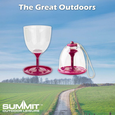 Collapsible Wine Glasses Pack Away 9cm x 16cm- 10oz / 285ml Berry X 1 Pack  of 2