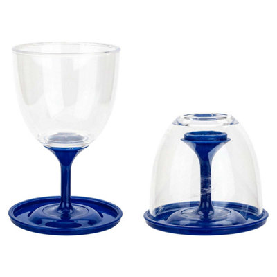 Collapsible Wine Glasses Pack Away 9cm x 16cm- 10oz / 285ml Blue X 1 Pack  of 2
