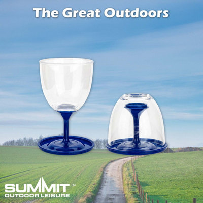 Collapsible Wine Glasses Pack Away 9cm x 16cm- 10oz / 285ml Blue X 1 Pack  of 2