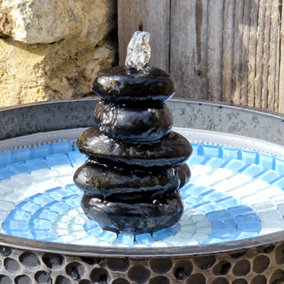 Collectible Fountain Head - Mindfulness Pebbles - W7 x H10 cm - Black/Speckled Gold