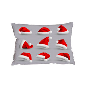 Collection of red santa claus hats (outdoor cushion) / 30cm x 45cm