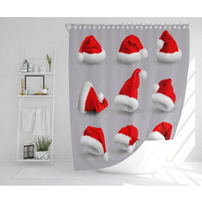 Collection of red santa claus hats (shower curtain) / Default Title