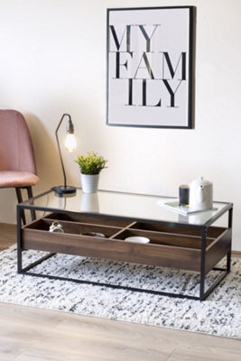 Collectors Industrial Walnut & Glass Coffee Table