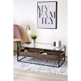 Collectors Industrial Walnut & Glass Coffee Table