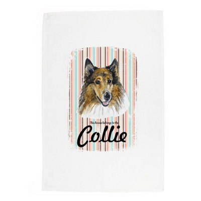 Collie Tea Towel - Novelty Dog Themed Gift Kitchen Linen/Dish Cloth