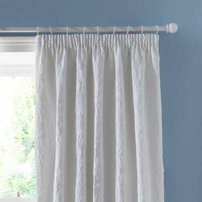 Collier Jacquard Pair of Pencil Pleat Curtains With Tie-Backs
