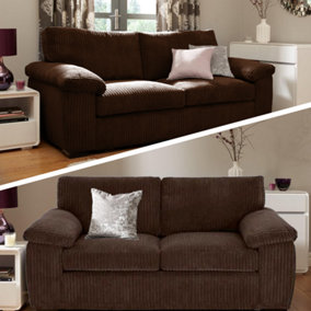 Collingdale Chocolate Jumbo Cord Upholstered 3 + 2 Sofa Set