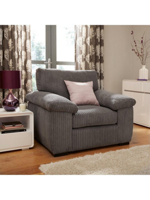 Grey jumbo cord armchair discount