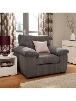 Collingdale Grey Jumbo Cord Upholstered 1 Seater Armchair