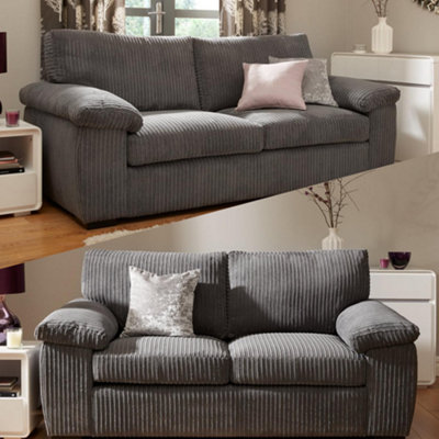 Collingdale Grey Jumbo Cord Upholstered 2 Seater Sofa