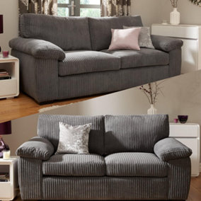 Collingdale Grey Jumbo Cord Upholstered 3 + 2 Sofa Set