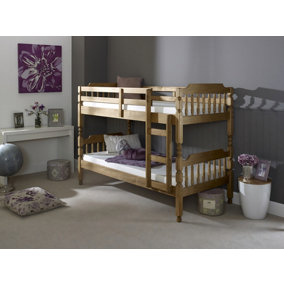 Colonial Pine Wooden Bunk Bed Frame 2'6" Small Single - Waxed