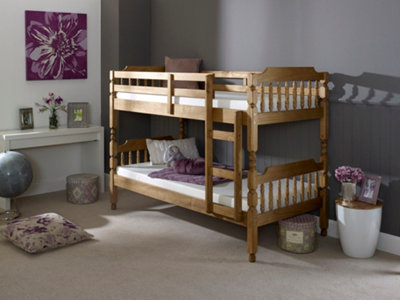 Colonial Spindle Waxed Pine Bunk Bed Frame - 3ft + Splittable