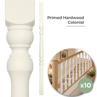 Colonial Stair Spindle 41mm White Primed Hardwood 900mm Pack of 10 ...